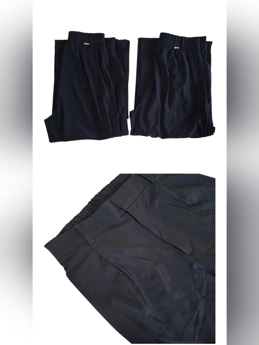 2 Pair Of Vuori Women's Navy Villa High Waist Wide Leg Pleated Trousers Size XS